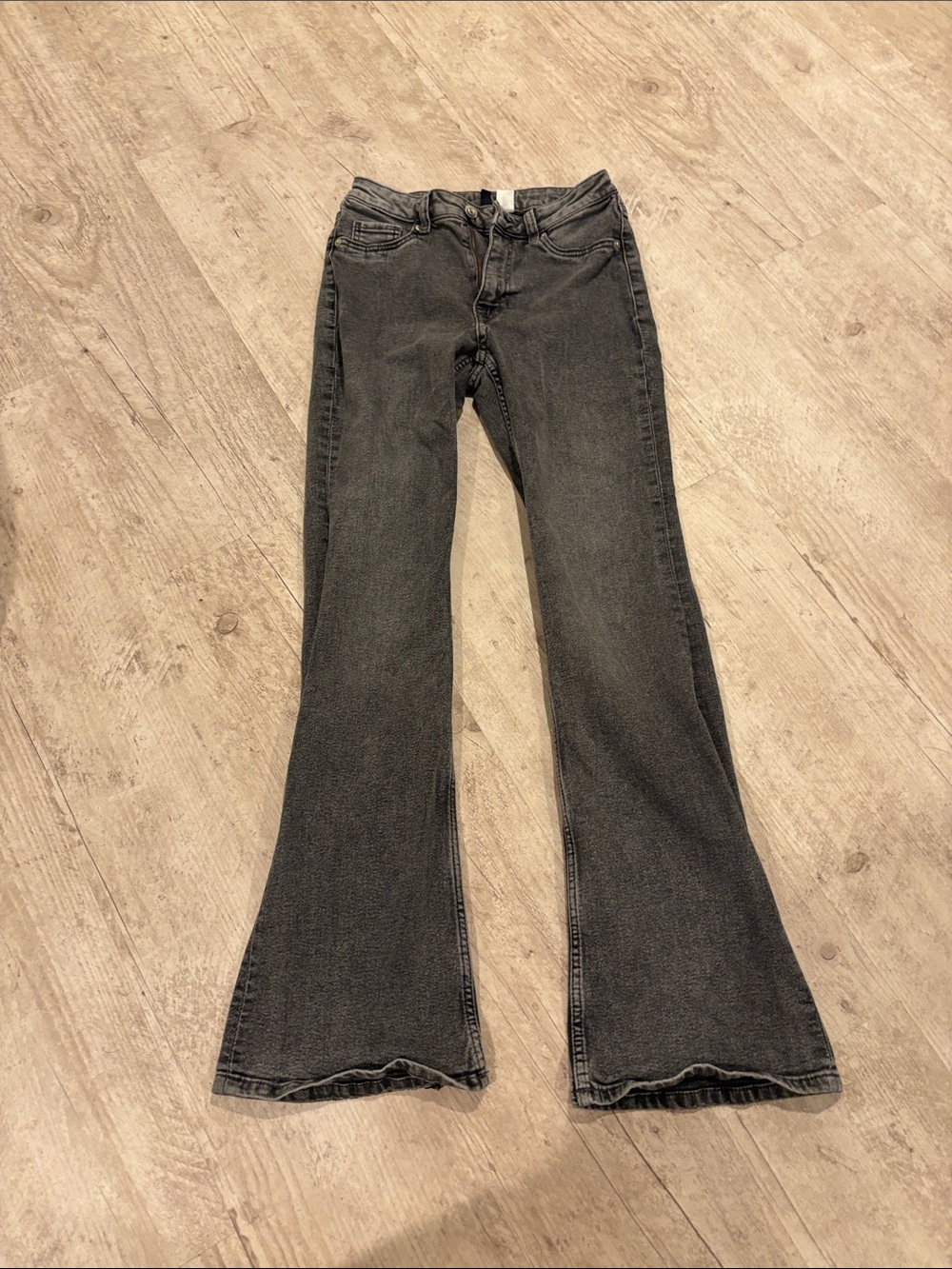 H&M Women's Washed Black Flare Jeans